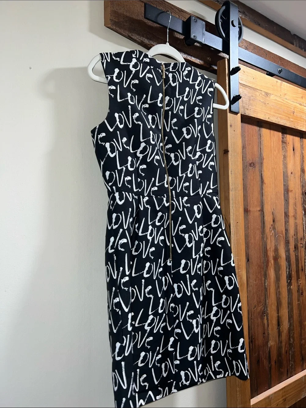 kate spade Black and White 'LOVE' Print Midi Sheath Dress
